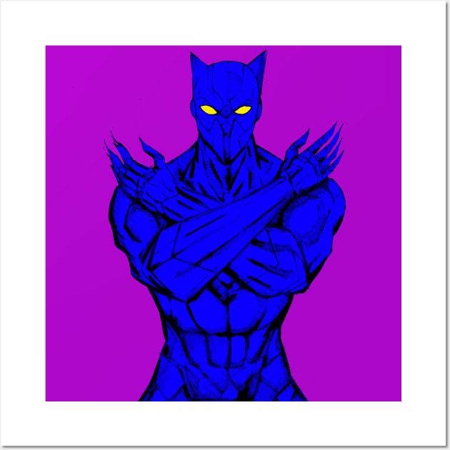 the black panther in dark blue Wall Art by jorge_lebeau